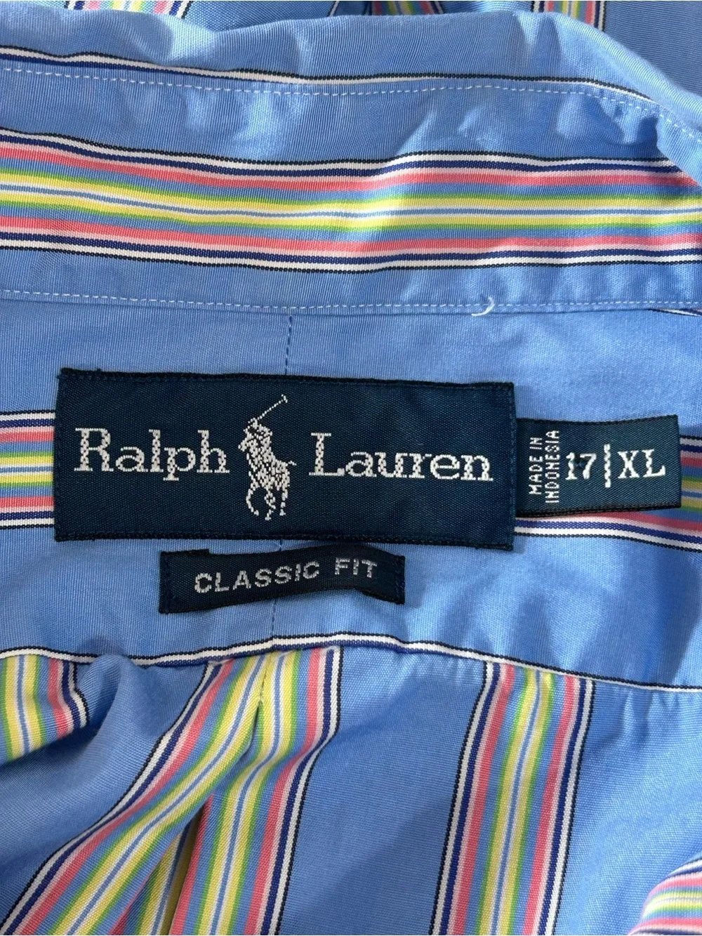Ralph Lauren Classic Fit Striped Button Down Shirt Cotton Men’s XL 17 Spring